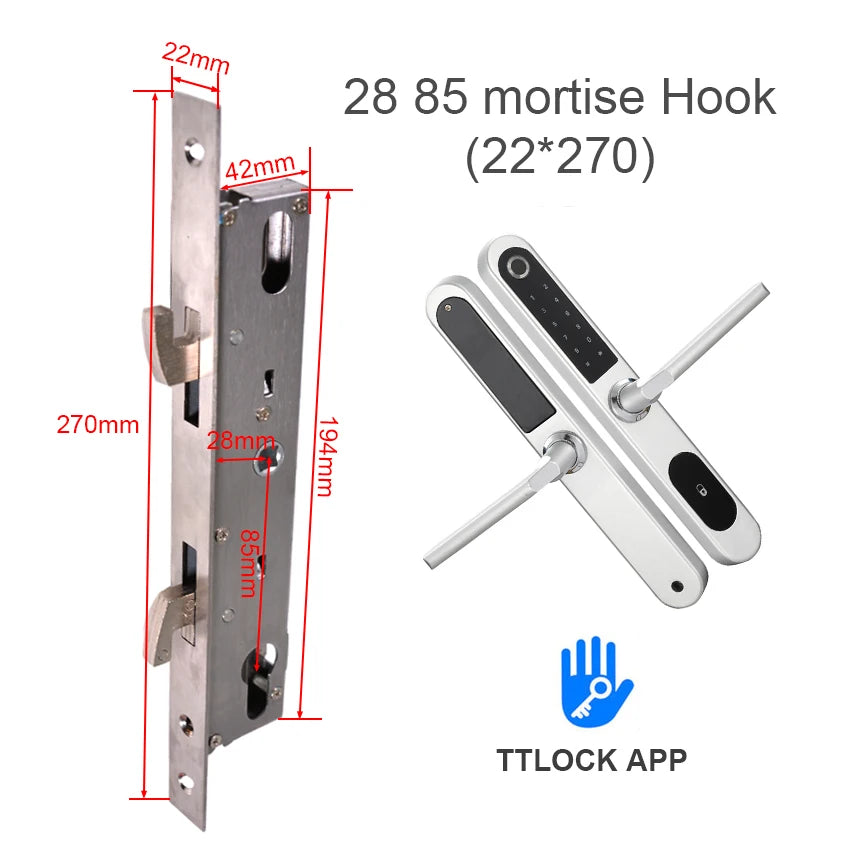 TTlock Bluetooth Smart Lock Keyless fechadura digital Fingerprint Password Door Lock on Slim Door