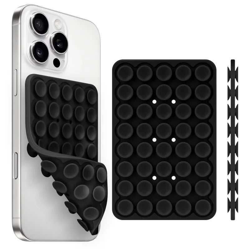 3PCS Silicone Suction Cup Phone Case Mount Double Sided Hands-Free Strong Grip Holder for Selfies and Videos for iPhone Android