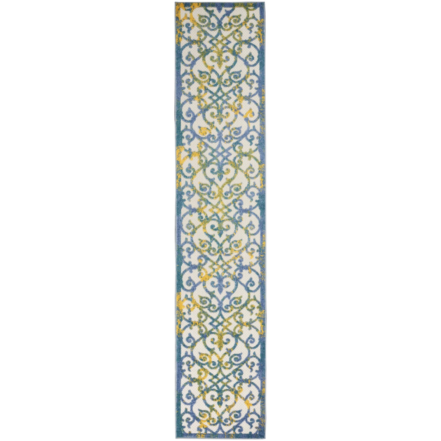 hms 12' Ivory And Blue Indoor Outdoor Area Rug