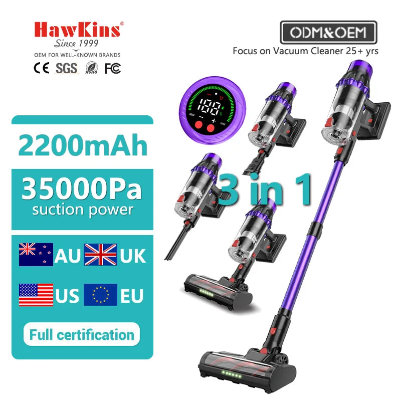 Hot Household Appliances Portable Standing Vacuum Cleaner Handheld with 35Kpa Strong Suction  Cordless Vacuum Cleaner