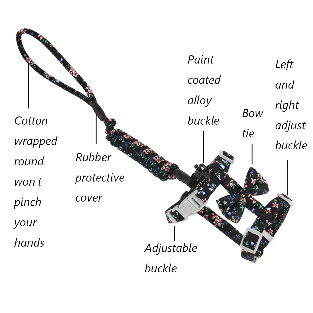 Japanese Style Pet Harness and Leash Adjustable Puppy Dog Cat Harnesses gatos Productos para mascotas Sphynx Kitten Accessories