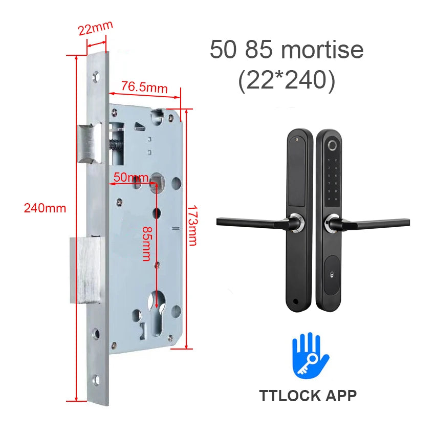 TTlock Bluetooth Smart Lock Keyless fechadura digital Fingerprint Password Door Lock on Slim Door