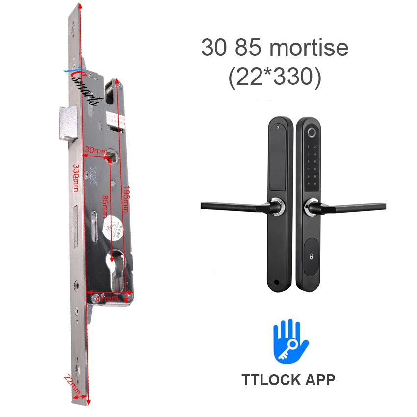 TTlock Bluetooth Smart Lock Keyless fechadura digital Fingerprint Password Door Lock on Slim Door