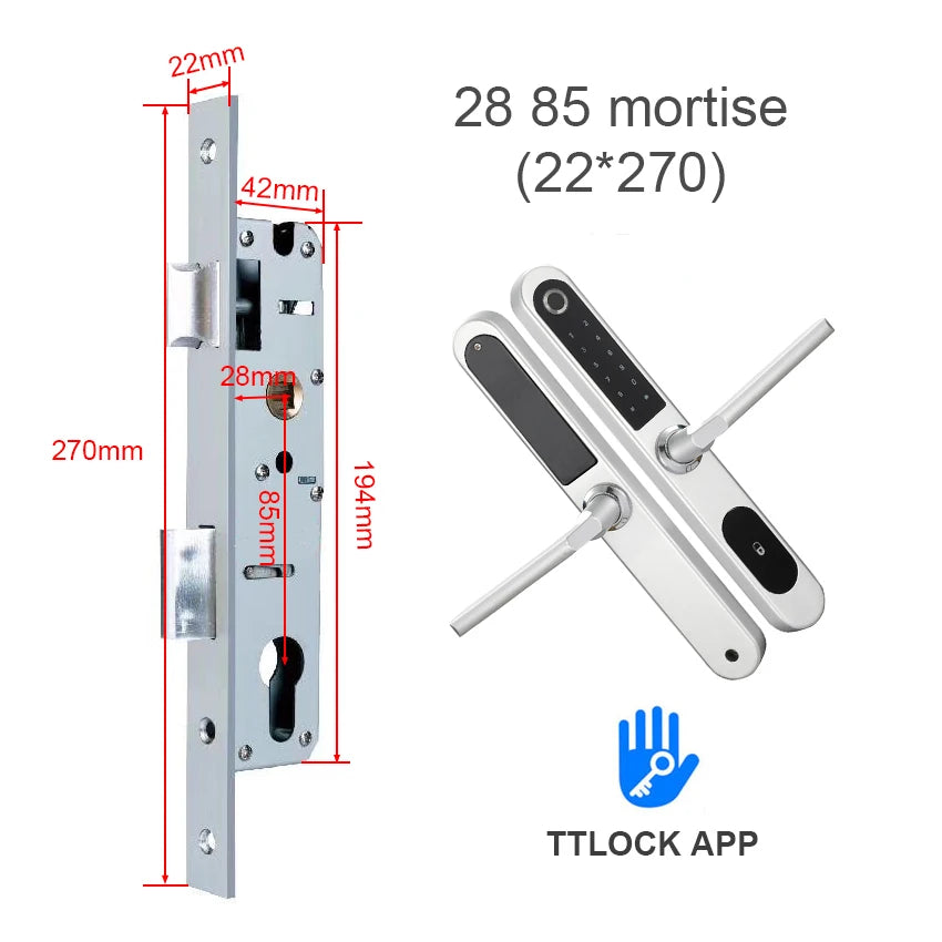 TTlock Bluetooth Smart Lock Keyless fechadura digital Fingerprint Password Door Lock on Slim Door