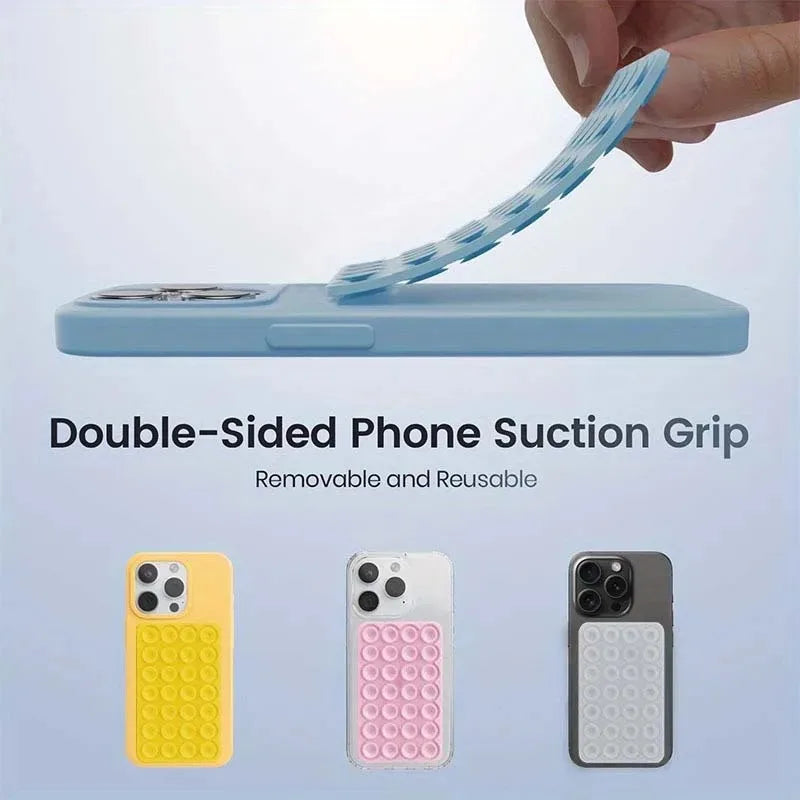 3PCS Silicone Suction Cup Phone Case Mount Double Sided Hands-Free Strong Grip Holder for Selfies and Videos for iPhone Android
