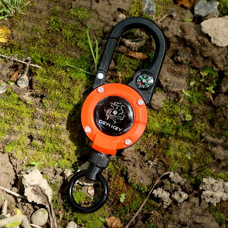 Outdoor Compass Telescopic Steel Wire Anti-loss Backpack Keychain