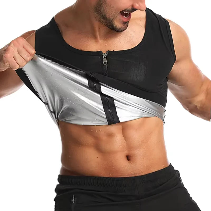 Men Gym Sportswear Sweating Clothing Weight Loss Fat Burner Fitness Sauna Sweat Suits Body Shaper Slimming Zipper Vest Shapewear