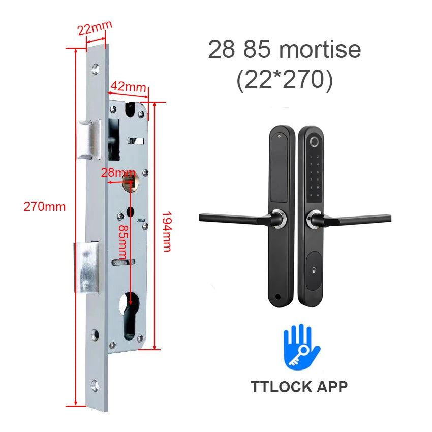 TTlock Bluetooth Smart Lock Keyless fechadura digital Fingerprint Password Door Lock on Slim Door