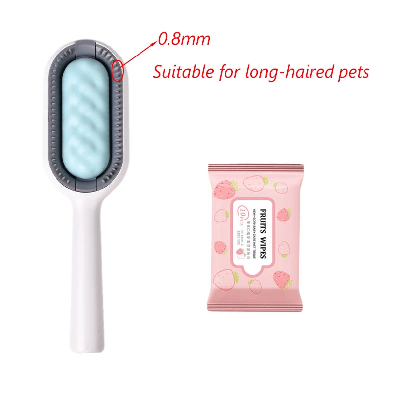 Clean Cat Dog Hair Removal Comb with Wipes Upgraded Pet Brush Katten Accessories Gatos Productos para mascotas Grooming Supplies