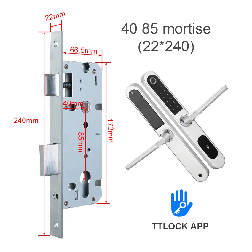 TTlock Bluetooth Smart Lock Keyless fechadura digital Fingerprint Password Door Lock on Slim Door