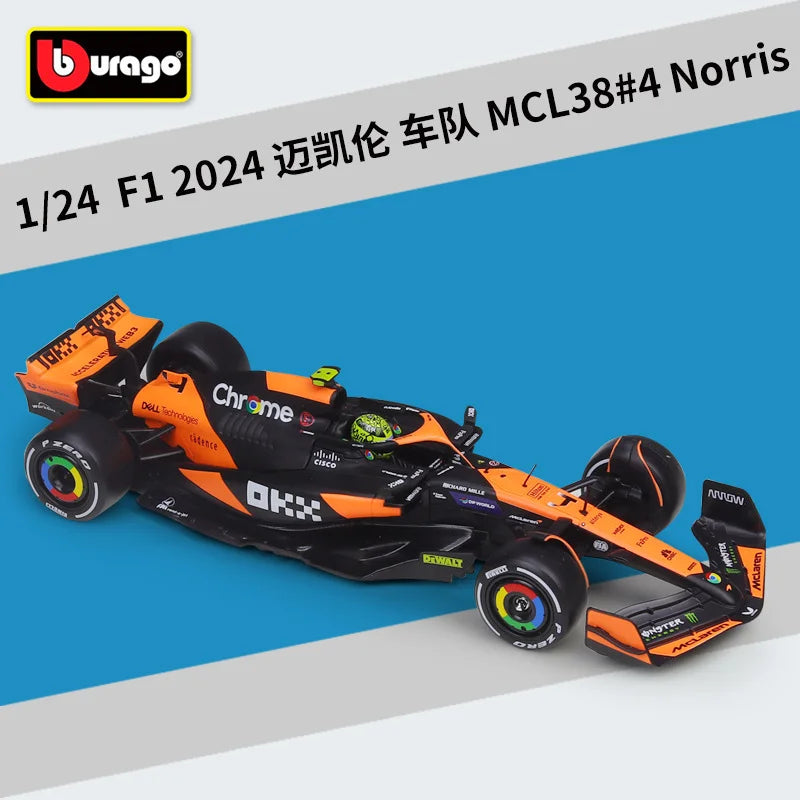 Bburago 1:24 MCL38 Monaco F1 Team MCL38 Mclaren 4# Lando Norris 81# Oscar Piastri Alloy Race Car Model Formula One Diecast Model