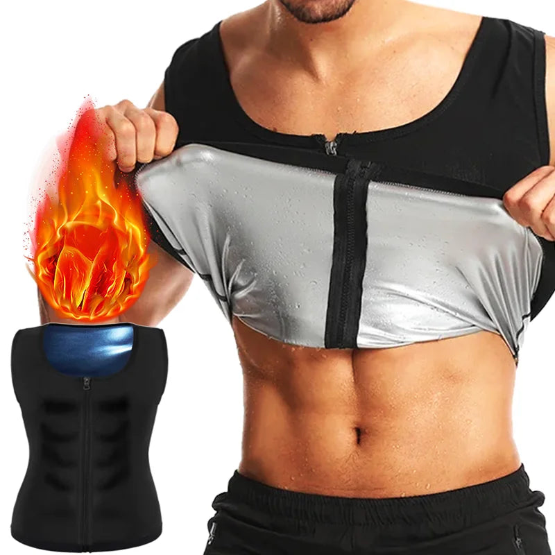Men Gym Sportswear Sweating Clothing Weight Loss Fat Burner Fitness Sauna Sweat Suits Body Shaper Slimming Zipper Vest Shapewear