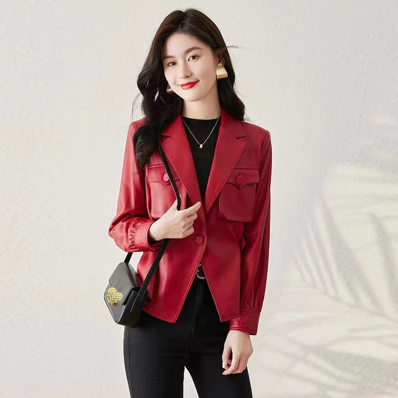 Ropa De Mujer White Jackets For Women Female Blazer Coat Ladies Fashion Loose Style Big Pocket Slim Waist Pink Khaki Short Veste