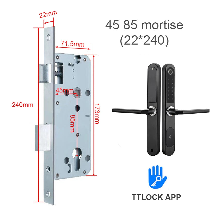 TTlock Bluetooth Smart Lock Keyless fechadura digital Fingerprint Password Door Lock on Slim Door