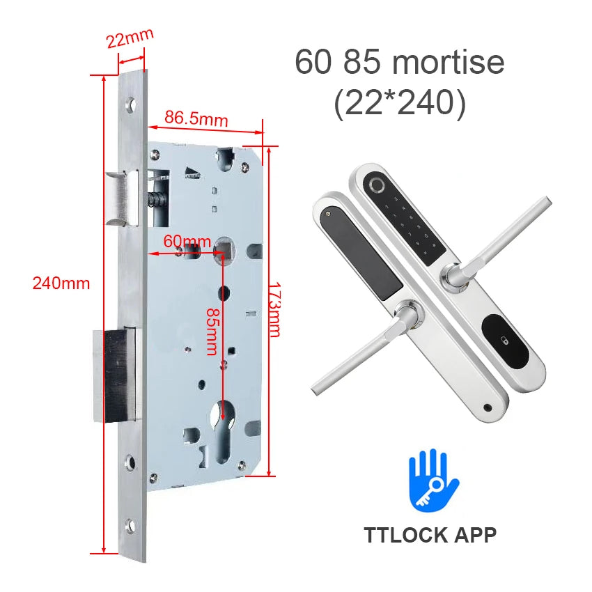 TTlock Bluetooth Smart Lock Keyless fechadura digital Fingerprint Password Door Lock on Slim Door