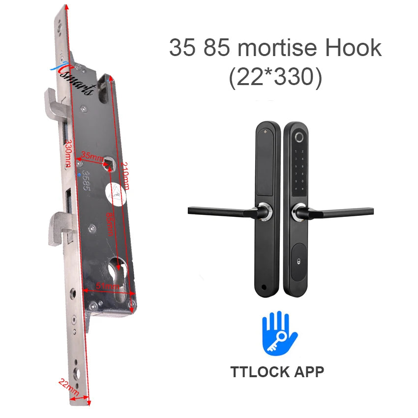 TTlock Bluetooth Smart Lock Keyless fechadura digital Fingerprint Password Door Lock on Slim Door