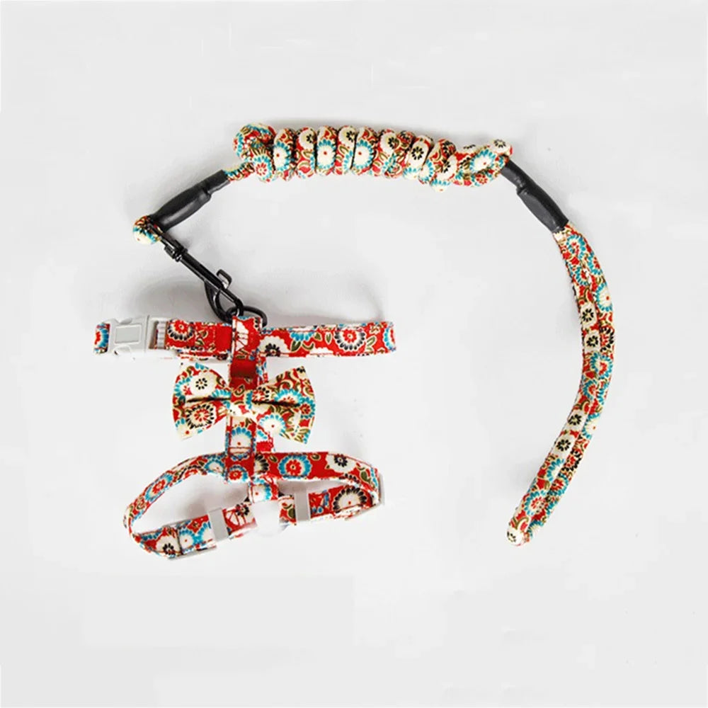 Japanese Style Pet Harness and Leash Adjustable Puppy Dog Cat Harnesses gatos Productos para mascotas Sphynx Kitten Accessories
