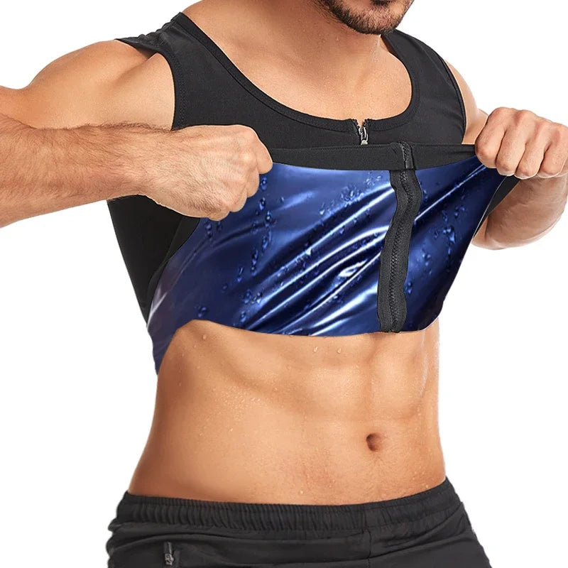 Men Gym Sportswear Sweating Clothing Weight Loss Fat Burner Fitness Sauna Sweat Suits Body Shaper Slimming Zipper Vest Shapewear