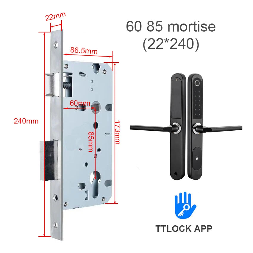 TTlock Bluetooth Smart Lock Keyless fechadura digital Fingerprint Password Door Lock on Slim Door