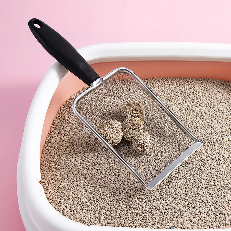 Cat Litter Scooper Stainless Steel Fine Hole Sand Leakage Shovel Funnel Filter Sieve Cat Litter Tray Cleaning Tools Pet Supplies