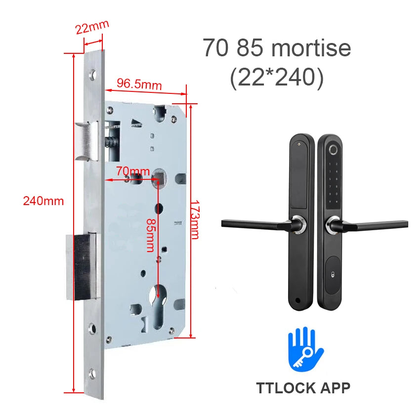 TTlock Bluetooth Smart Lock Keyless fechadura digital Fingerprint Password Door Lock on Slim Door