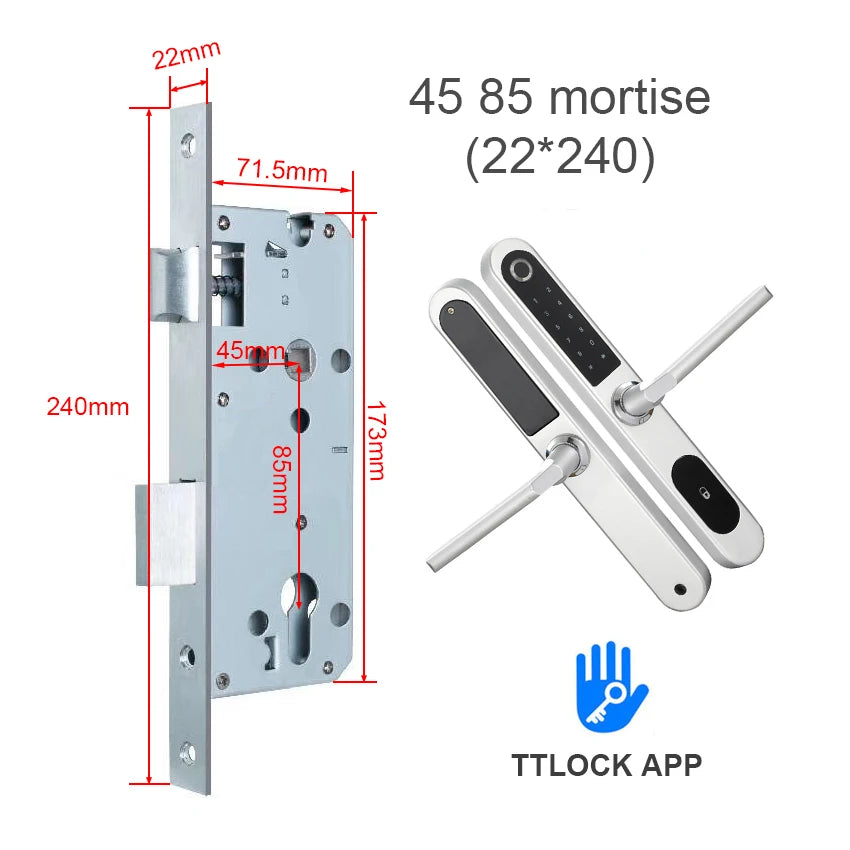 TTlock Bluetooth Smart Lock Keyless fechadura digital Fingerprint Password Door Lock on Slim Door