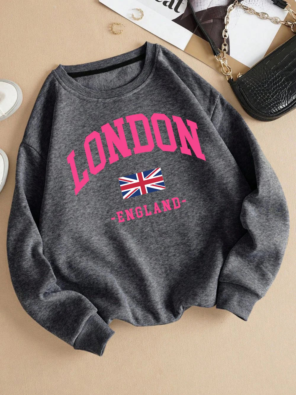 London England Flag Print Woman Sweatshirt Autumn Crewneck Sportswear Y2K Loose Multicolor Pullover Casual Hip Hop Clothes