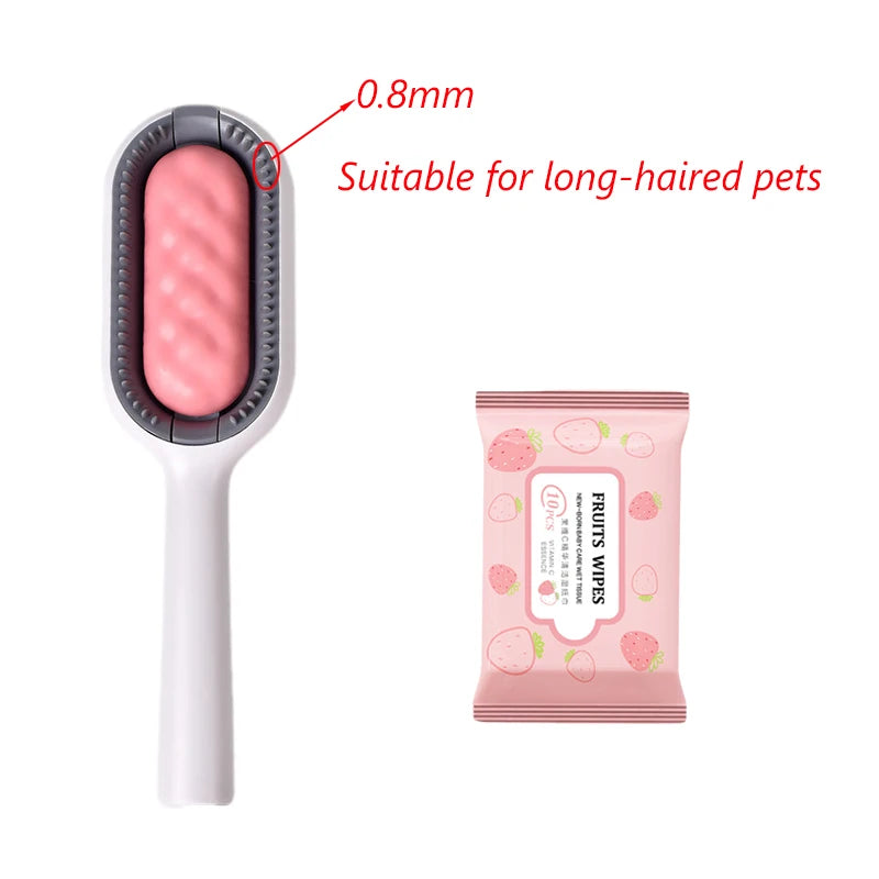 Clean Cat Dog Hair Removal Comb with Wipes Upgraded Pet Brush Katten Accessories Gatos Productos para mascotas Grooming Supplies