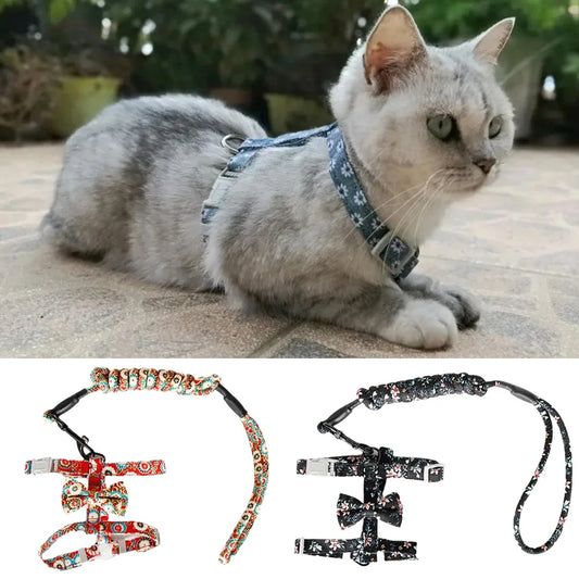Japanese Style Pet Harness and Leash Adjustable Puppy Dog Cat Harnesses gatos Productos para mascotas Sphynx Kitten Accessories