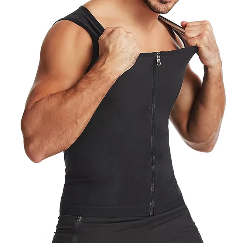 Men Gym Sportswear Sweating Clothing Weight Loss Fat Burner Fitness Sauna Sweat Suits Body Shaper Slimming Zipper Vest Shapewear