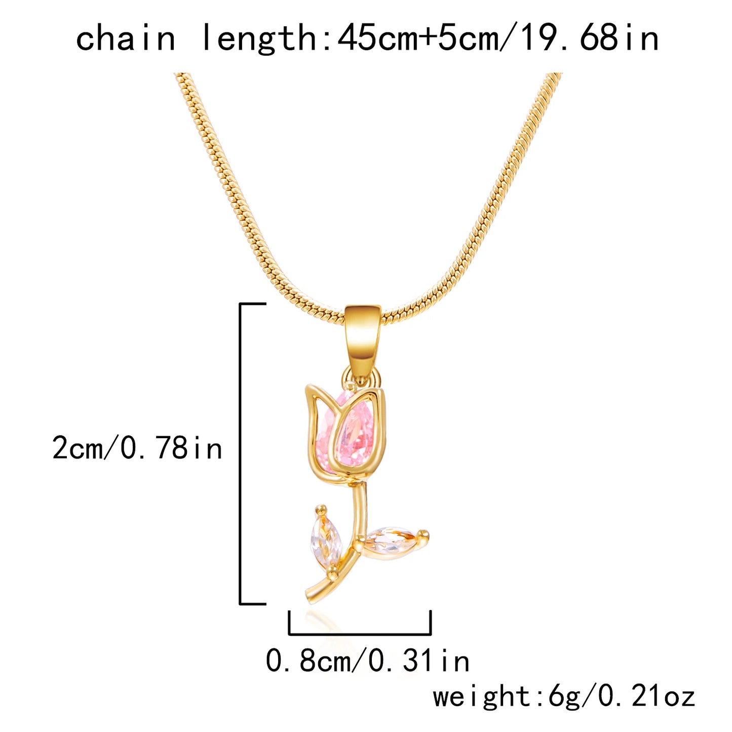 Light Luxury Zircon Tulip Flower Clavicle Chain Necklace for Women Elegant Brass Pendant  Bracelet Fashion Party Jewelry Gift