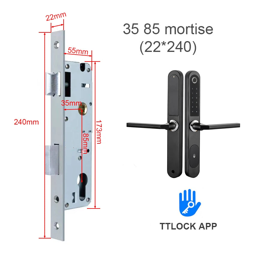 TTlock Bluetooth Smart Lock Keyless fechadura digital Fingerprint Password Door Lock on Slim Door