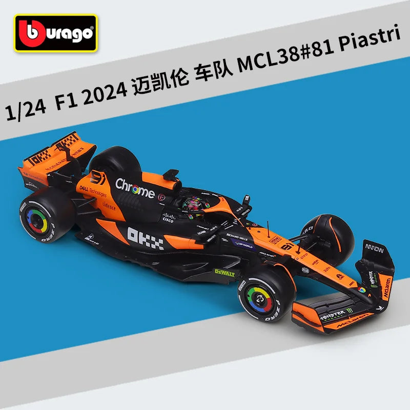 Bburago 1:24 MCL38 Monaco F1 Team MCL38 Mclaren 4# Lando Norris 81# Oscar Piastri Alloy Race Car Model Formula One Diecast Model