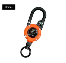 Outdoor Compass Telescopic Steel Wire Anti-loss Backpack Keychain