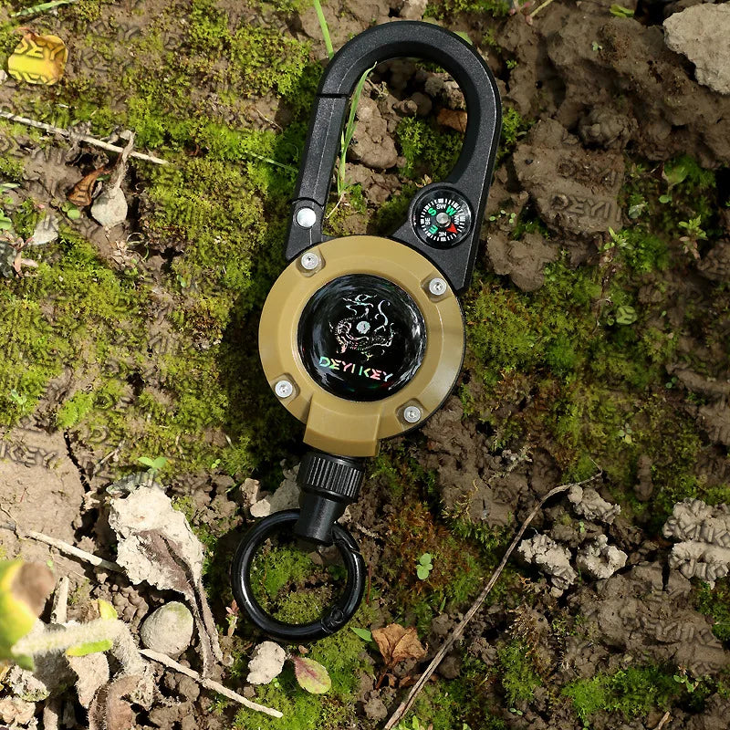 Outdoor Compass Telescopic Steel Wire Anti-loss Backpack Keychain