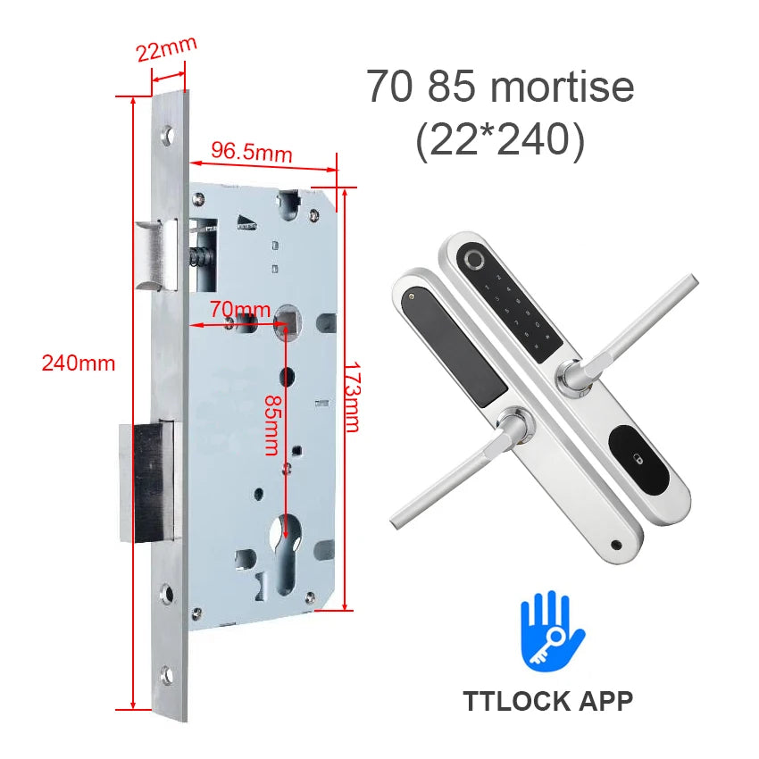 TTlock Bluetooth Smart Lock Keyless fechadura digital Fingerprint Password Door Lock on Slim Door