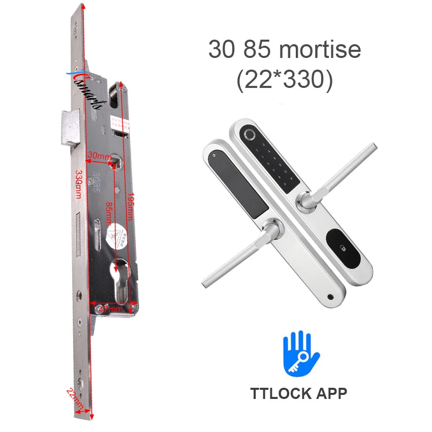 TTlock Bluetooth Smart Lock Keyless fechadura digital Fingerprint Password Door Lock on Slim Door