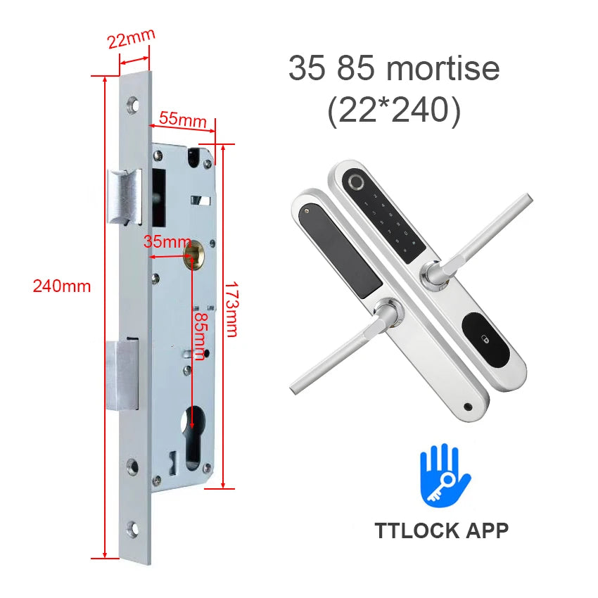 TTlock Bluetooth Smart Lock Keyless fechadura digital Fingerprint Password Door Lock on Slim Door