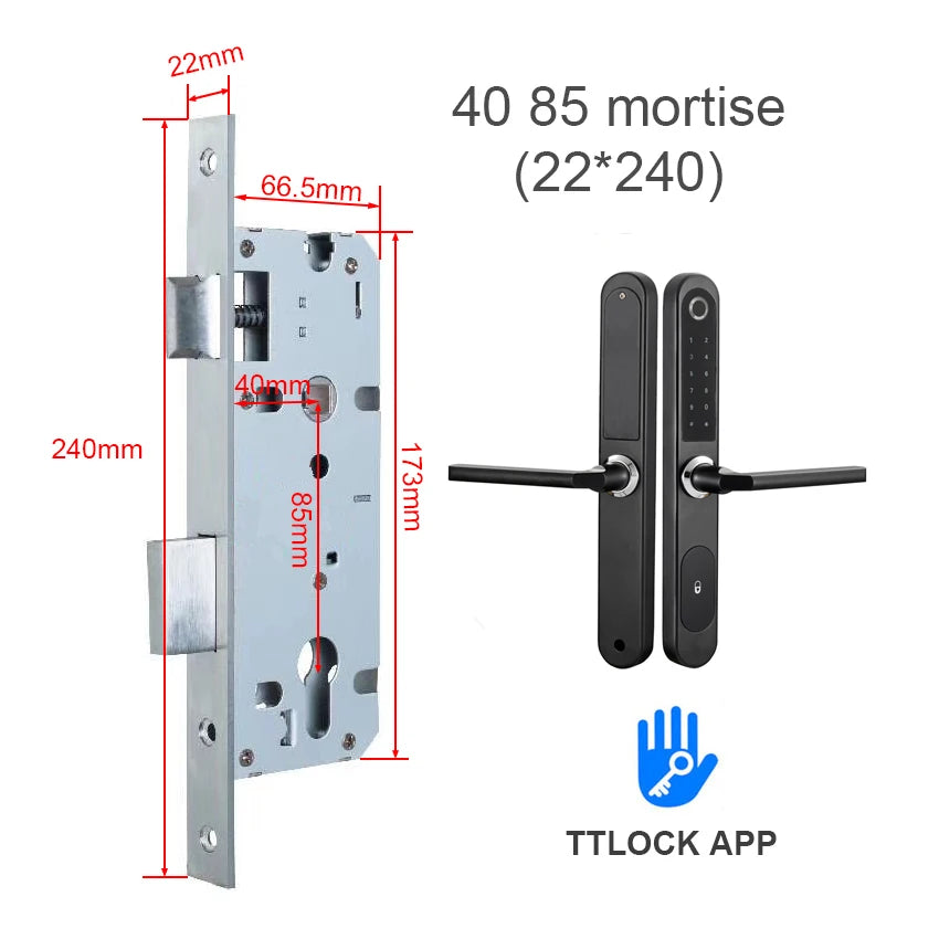 TTlock Bluetooth Smart Lock Keyless fechadura digital Fingerprint Password Door Lock on Slim Door
