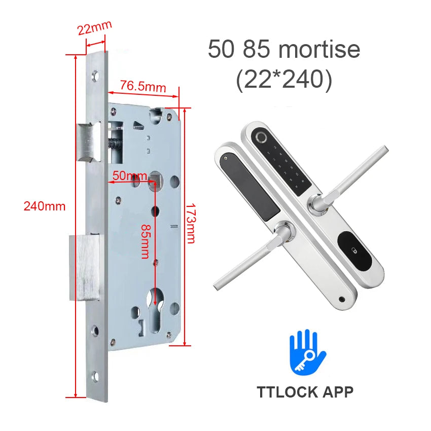 TTlock Bluetooth Smart Lock Keyless fechadura digital Fingerprint Password Door Lock on Slim Door