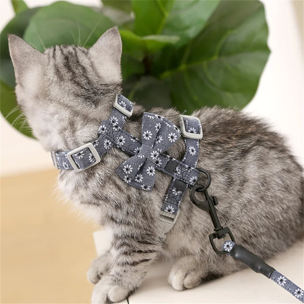 Japanese Style Pet Harness and Leash Adjustable Puppy Dog Cat Harnesses gatos Productos para mascotas Sphynx Kitten Accessories