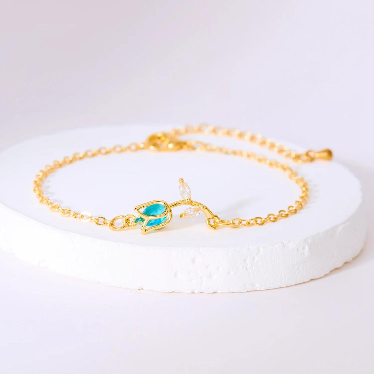 Light Luxury Zircon Tulip Flower Clavicle Chain Necklace for Women Elegant Brass Pendant  Bracelet Fashion Party Jewelry Gift