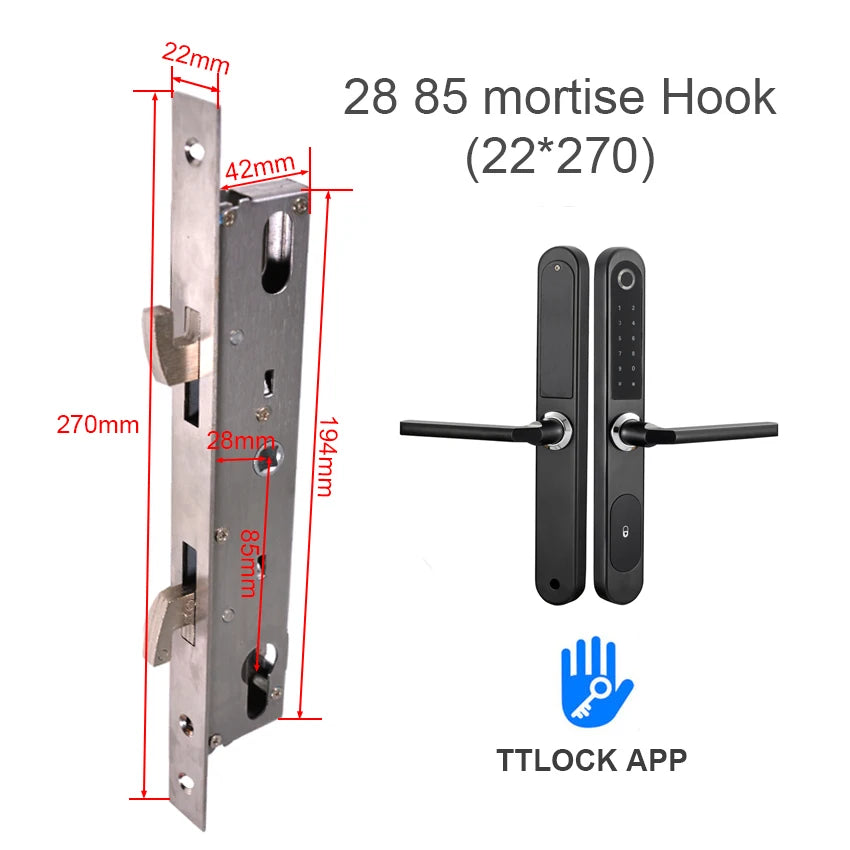 TTlock Bluetooth Smart Lock Keyless fechadura digital Fingerprint Password Door Lock on Slim Door